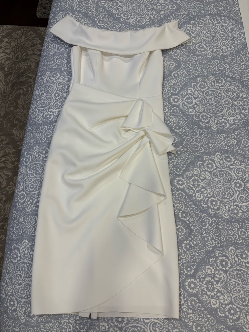 Xscape White Strapless Ruffle Sheath Dress - Picture 3 of 6